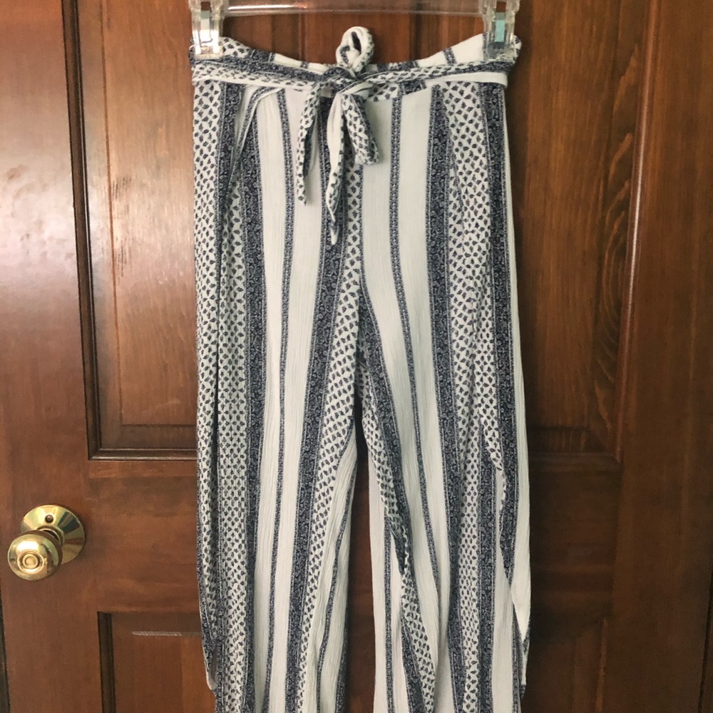 Flowy blue & white pants